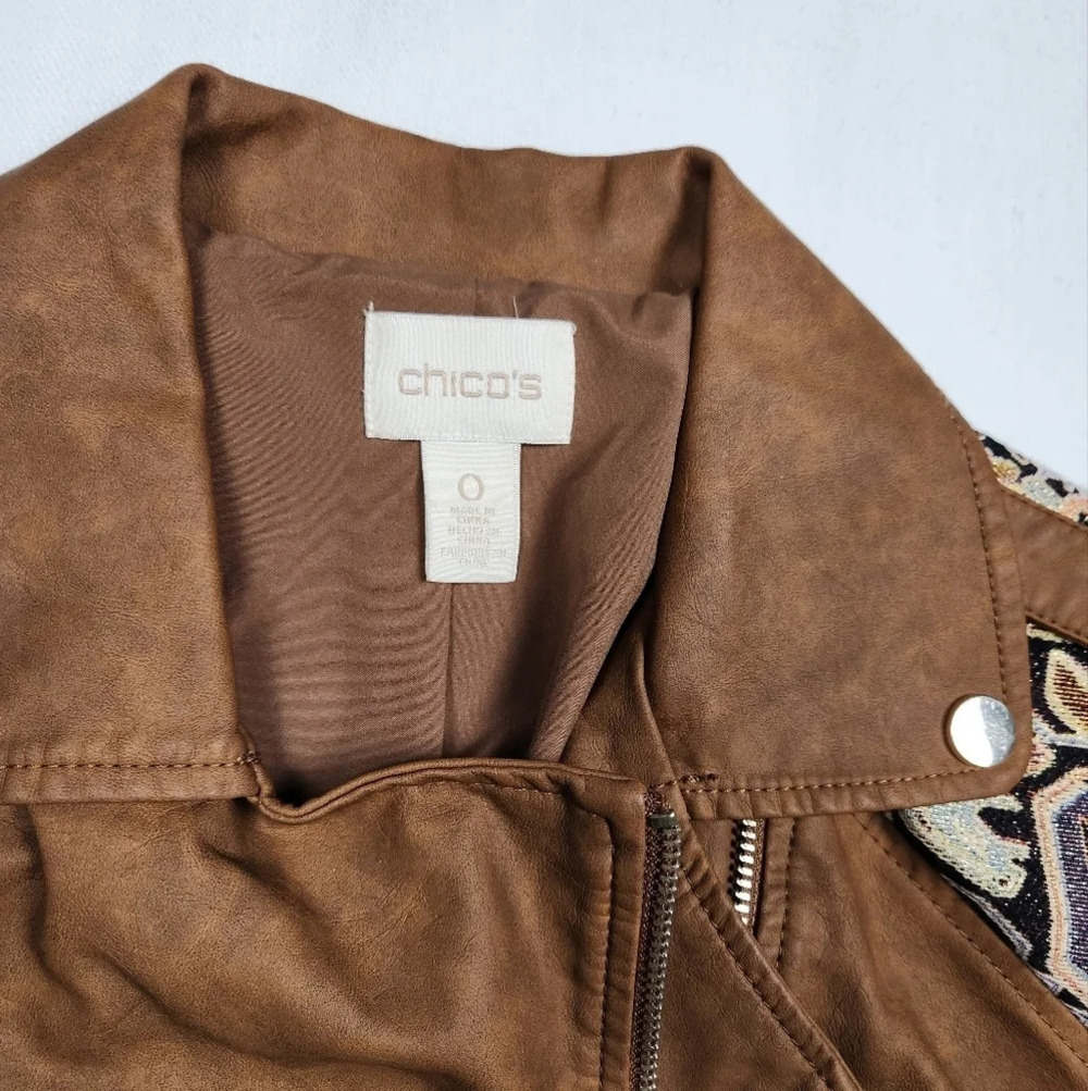 Chico's Faux Brown Leather Jacket - Picture 2 of 7